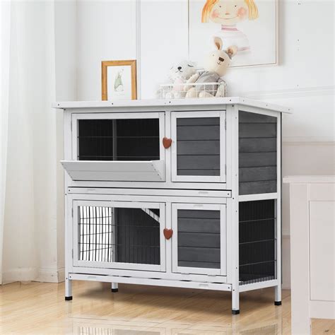 double tier rabbit cage|indoor hutch for 2 rabbits.